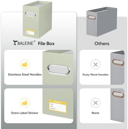 BALEINE 2PK File Organizer Box, Cardboard File Folder Organizer with Handle - Image 5