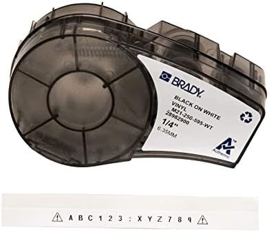 Brady Authentic (M21-250-595-WT) All-Weather Vinyl Label for Indoor/Outdoor ID, Lab and Equipment Labeling, Black on White- For M210, M210-LAB, M211, BMP21-PLUS and BMP21-LAB Printers, .25" W, 21' L by BradyCorp