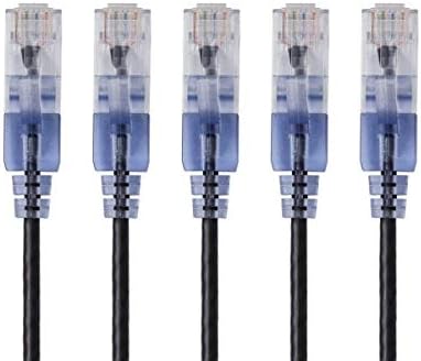 Monoprice Cat6A Ethernet Patch Cable - 25 Feet - Red (5-Pack) Snagless RJ45, UTP, Pure Bare Copper Wire, 10G, 30AWG - SlimRun Series by Monoprice