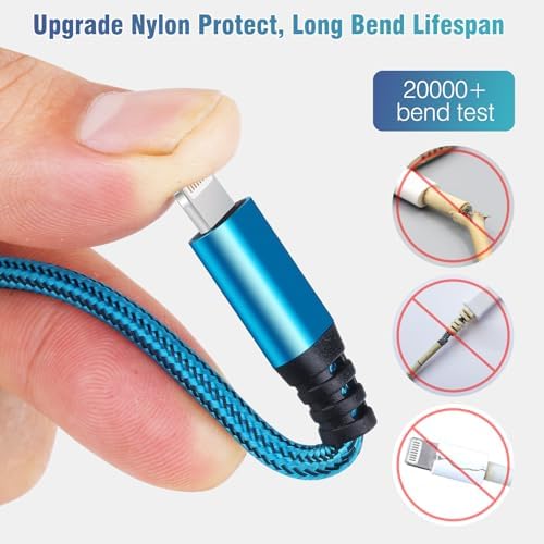 iPhone Charger 10FT 5Pack Apple MFi Certified Lightning Cable Fast Charging Nylon Braided USB-A to Lightning Compatible with iPhone 14/13 mini/14/13/12/11 Pro MAX/XR/XS/8/7/Plus/6S/SE/iPad - Image 3