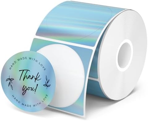 MUNBYN 2" Round Holographic Thermal Labels, 400 Sheets/1 Roll, Blue by MUNBYN
