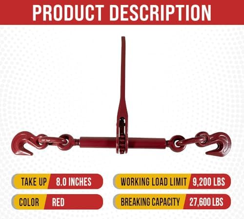 (8 Pack) Ratchet Binder 3/8"-1/2" fits 38 & 12 Chain G70 Flatbed Binders 9200 WLL - Image 2