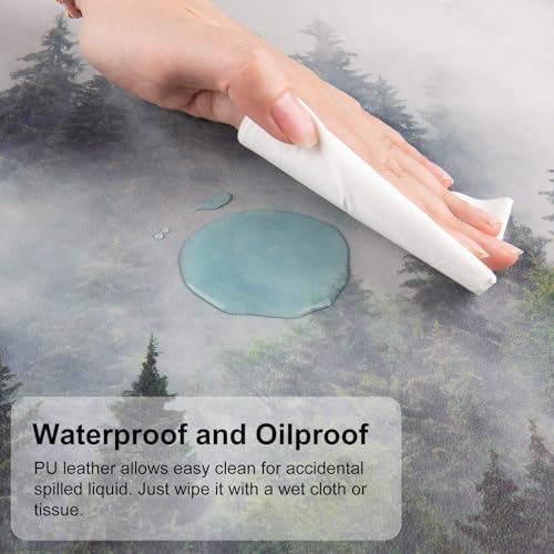 QIYI PU Leather Large Mouse Pad, Waterproof Desk Mat, 31.5" x 15.7", Forest - Image 3