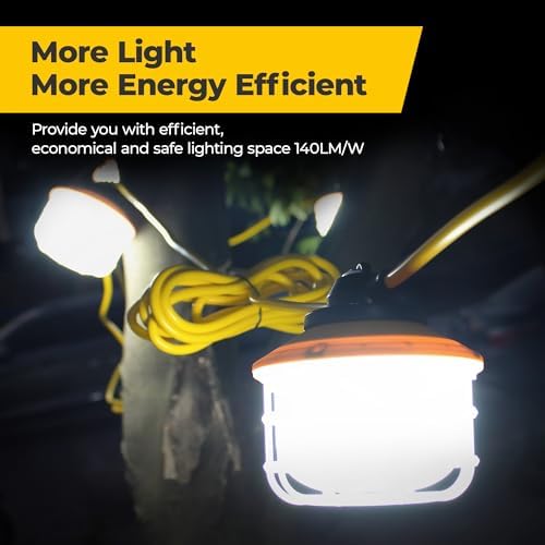100FT 150W LED Construction String Lights, Temporary Work Lighting - Image 6