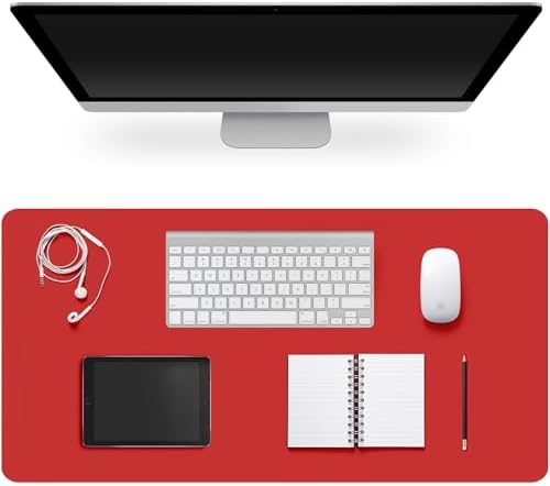 Leather Desk Pad Protector,Non-Slip Desk Pad(Red, 35.4" x 17") by CADONO
