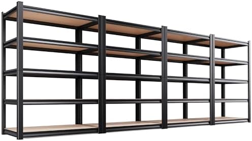 4-Pack Garage Shelving Unit,Heavy Duty Metal Storage Shelves, 71" H x 46" W x 18" D Total Capacity, 5 Tier Adjustable Boltless Steel Rack, Freestanding Organizer for Warehouse, Pantry, Shop, Black by CreatingaComfortableLiving