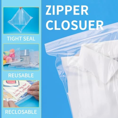 120 Count 13" x 15" Clear Plastic Shirt Bags, Resealable Poly Bags - Image 3