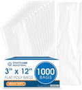 3" X 12" Open-End Flat Poly Bags (1000 Count) - 2 Mil Clear by SpartanIndustrial