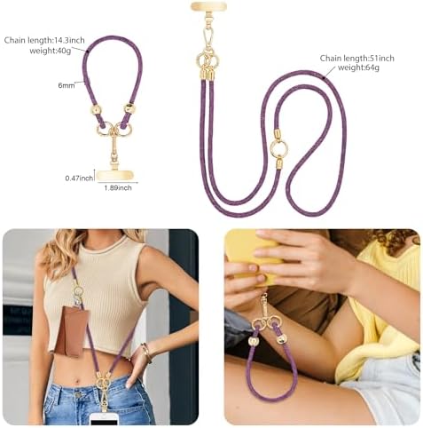 Crystal Phone Strap Crossbody and Wrist Lanyard, Anti Theft Layered & Wrist Strap Cell Phone Neck for Women - Image 7