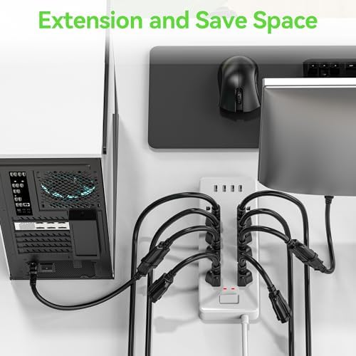 Power Extension Cord 1.5FT/18Inch(2 Pack), Short 3 Prong Electric Extension Cable Outlet Saver, Single Outlet, Heavy Duty, Waterproof, Flexible, 16 AWG, 13A 125V, Extender Wires with 15 Cable Ties - Image 3