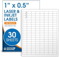 1" X 0.5" Matte White Printable Barcode Labels (30 Sheets, 4800 Stickers) by SpartanIndustrial