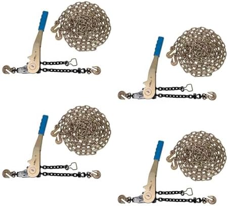 1/4" 20' G70 Chain (4) Transport Chains (4) and Easy Binder Ratcheting Chain Load Binder by MyteeProducts