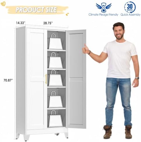 GAIOUS 71" Tall Metal Storage Cabinet with 2 Doors and 4 Adjustable Shelves - Image 2