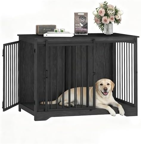 Hzuaneri 43.3" XL Dog Crate Furniture Indoor Dog Kennel with Barn Door by Hzuaneri
