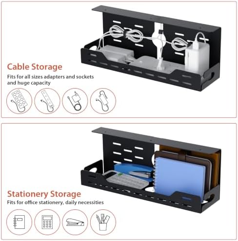 Univivi Under Desk Cable Management Tray, Cable Management, 16 inch, Black - Image 4