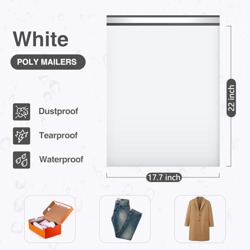 UCGOU Large Poly Mailers 17.7x22 Inch White 50 Pack Plastic Shipping Bags - Image 2