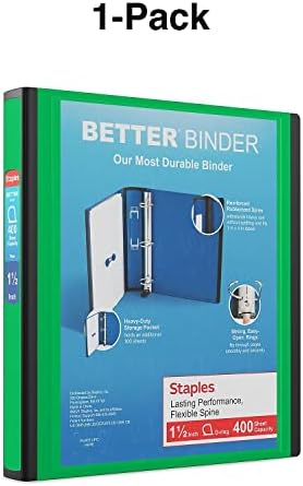 Staples Better 1.5-Inch 3-Ring Binder, Green, Heavy-Duty - Image 7