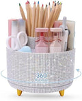 SKYDUE 360 Degree Rotating Desk Organizer, Shining Dual-Purpose Rhinestone Pencil Pen Holder, Rotating Desk Pen Organizer with 5 Slots, Rhinestone Pencil Cup for Office, School, Home by SKYDUE