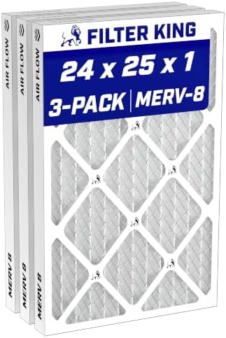 Filter King 24x25x1 Air Filter MERV 8, AC Furnace Filters (3-Pack) by FilterKing