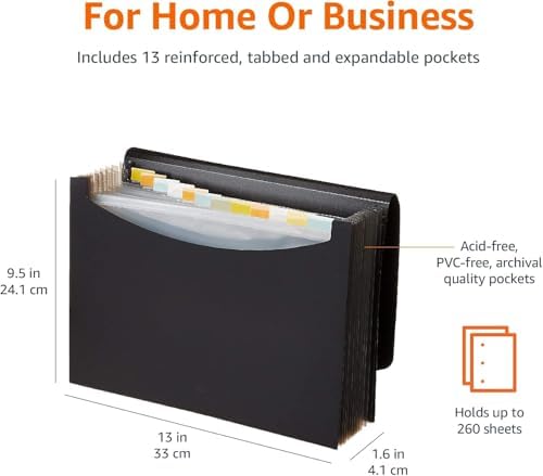 Amazon Basics Expanding Organizer File Folder, Letter Size - Black, 12-Pack - Image 7