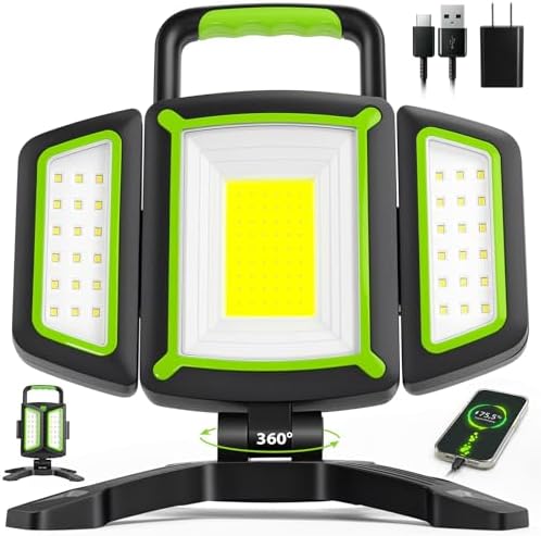 SYLSTAR 30W Rechargeable LED Work Light, 3000LM Magnetic, 5 Modes, 360 Rotatable & Foldable, Waterproof for Garage, Job Site, Camping, Car Repairing by SYLSTAR