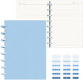 Discbound Notebook, 8-Disc Disbound Planner with Removable Pages, 180 Pages Spiral Notebook, Poly Cover Discbound Planner for Work, Travel, Note Taking(With Index Sticker),Blue,A5 by Mosabear