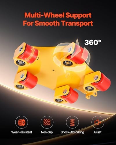 VEVOR Machine Skate, 8800 lbs Machinery Moving Skate, Machinery Mover Skate with 360° Rotation Cap and PU Swivel Rollers, Heavy Duty Industrial Machinery Mover with Handle for Warehouse, Workshop - Image 5