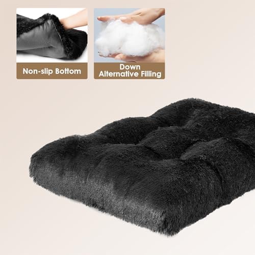 EHEYCIGA Fluffy Dog Crate Bed, Plush XX Large Dog Pillow, Black - Image 4