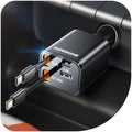 SUPERONE Compact Retractable Car Charger with Dual Type C Cables, Black/69W by SUPERONE