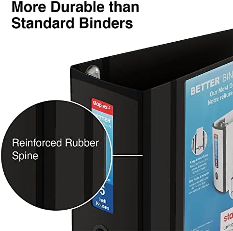 Staples Better Binder, 5 Inch Extra-Capacity D-Ring, Black, 2-Pack - Image 5