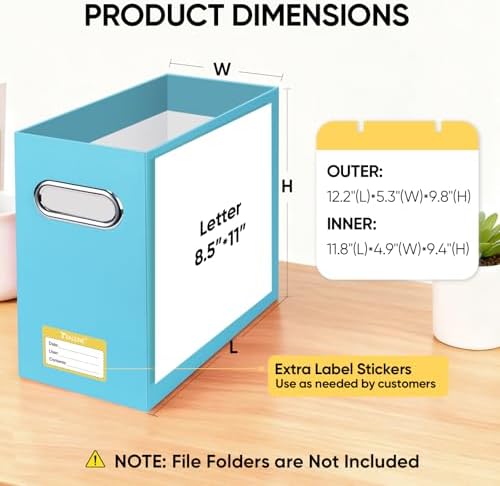 BALEINE 2PK File Organizer Box, Cardboard File Folder Organizer with Handle - Image 3