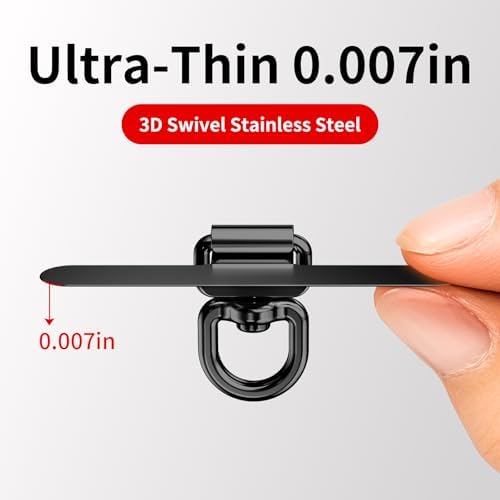 saxsion Phone Tether Tab & Lanyard Tab, 360° Swivel Clip - Ultra Thin Stainless Steel Universal Patch for All Phone Cases - Image 2