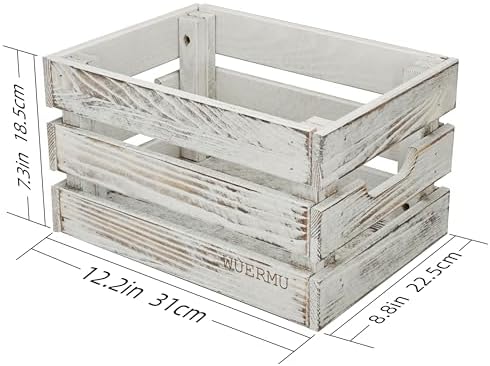 White Wooden Crates, Set of 4 for Storage, Milk Crate, Wine Box, Festival Decorations, and Camping, 12.2 Inch Multi-Purpose Sturdy Wood Boxes. - Image 3