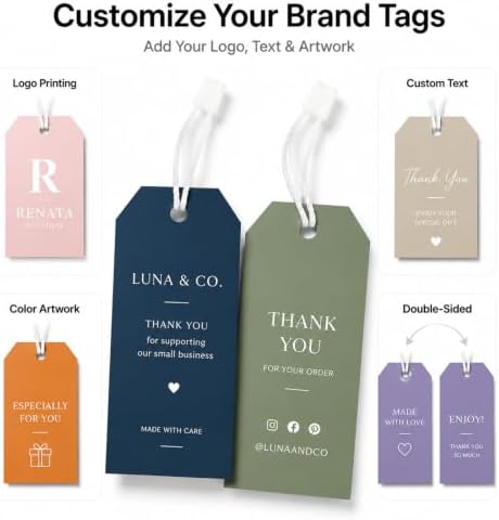 100 PCS Custom Hang Tags, Personalized Tags with Logo Text Image - Image 6