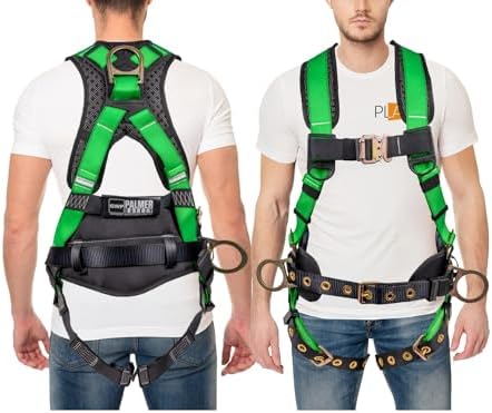 Palmer Safety Hammerhead 5pt Safety Harness Back Padded, QCB Chest, Tongue Buckel Legs Straps, Back & Side D-Rings by ATERET