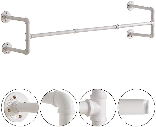 IBUYKE 50" Industrial Pipe Clothes Rack Wall Mounted, 2 Pack, TYJ002W-2 - Image 6