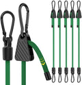 Bungee Cords with Hooks, 48 Inch Adjustable Green Bungee Cords with Carabiner Heavy Duty Outdoor, 8mm Thick Easy to Adjust Bungee Rope UV Resistant for Truck Bed, Bike Rack, Trash Can, Moving, 6 Pack by Rugtol