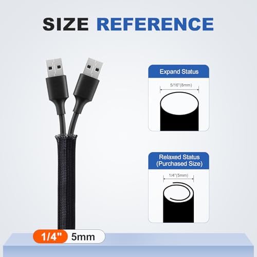 1/4" Cable Management Loom Wrap Sleeve Cord Wire Hider Organizer Covers - Image 2