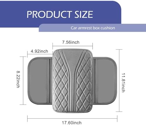 Car Center Console Cover, Breathable Fiber Leather Car Armrest Cover with 2 Storage Bags, Universal Vehicle Center Console Pad, Universal for SUV, Sedan, Truck (Gray) - Image 2