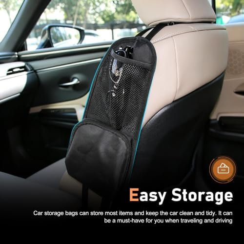 2PCS Car Seat Storage Hanging Bag, Multi-Pocket Seat Side Organizer with Mesh Pocket, Multifunctional Storage Pouch for Phone Wallet Glasses Drink, Universal Car Holder for Sedans SUVs Trucks - Image 6