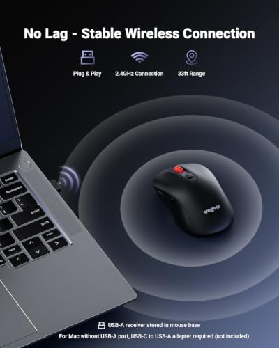 wegear USB Wireless Mouse for Laptop PC Mac, 2.4GHz Cordless Mouse-Black - Image 2