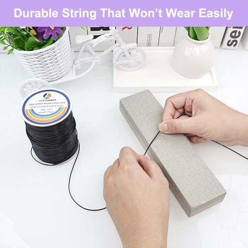 LUSTEMBER 1mm Faux Leather Waxed Cotton Cord, 175 Yards – Durable Necklace String, Soft and Textured Cord for Necklaces, Bracelets, and Jewelry Making - Image 4