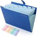 SKYDUE Expanding File Folder, Accordion File Organizer with 8 Pocket, Expandable Document Paper Receipt Holder for School Office Hospital, Letter/A4 Size Blue by SKYDUE