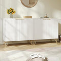 Storage Cabinet with 2 Fluted Doors and Adjustable Shelves, White, 2pcs丨Modern Wood Accent Table, Sideboard Buffet Cabinet, Console Table for Living Room, Hallway, Entryway by Provideyouwithbestproduct%EF%BC%81