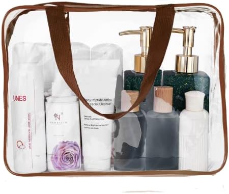 5Pcs Crystal Clear PVC Travel Toiletry Bag Kit for Women Men, Waterproof Vinyl Packing Organizer Storage Bags with Zipper Handle Straps, Cosmetic Pouch Carry on Airport Airline Compliant Bag Handbag - Image 7