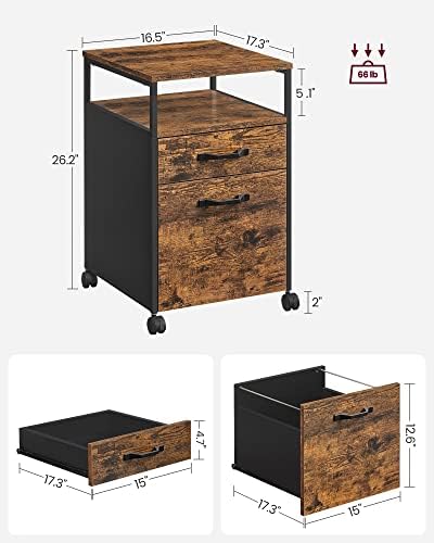 VASAGLE 2 Drawer File Cabinet, Rolling Printer Stand - Image 3