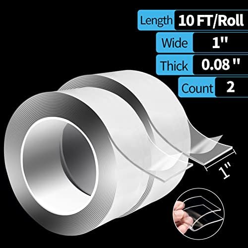 Art3d Nano Double-Sided Foam Tape, 1/12" x 1" x 10', 2-Roll Pack, Crystal - Image 3