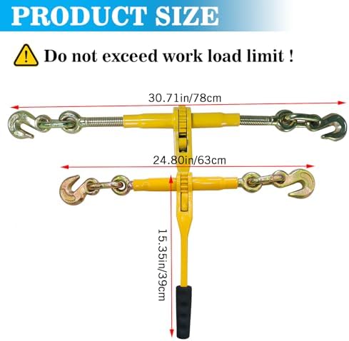 2 Pack 5/16"-3/8"Ratchet Chain Binders,9200 LBS Working Tie Downs, for Grade 80 Transport Chain Load,Labor-Saving Anti-Skid Handle,Heavy Duty Ratchet Binders for Truck, Tie Down, Hauling, Towing - Image 6