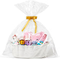 LANDNEOO Small Woven Basket with Gift Bags and Ribbons, Empty Decorative Gift Chest Box, Cute Baby Gift Basket for Nursery, Cotton Rope Room Shelf Storage Basket with Handles, 12"x 8"x 5",White by MakeLifeBetterEasier
