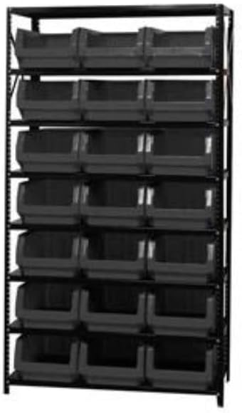 Quantum Storage Systems MSU-532BK Solid Heavy Duty 8 Shelves 21 MAGNUM Black Bins 75" H x 42" W x 18" D - Image 2